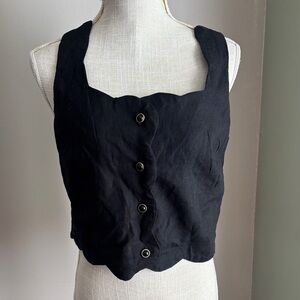 Monteau Black Button-Up Crop Top